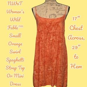 Wild Fable™ Women's Small Orange Swirl Spaghetti Strap Top Or Mini Dress Nwot